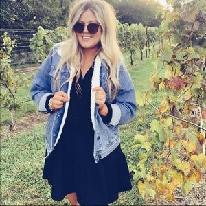 Faux Fur Denim Jacket. Like New Size Large